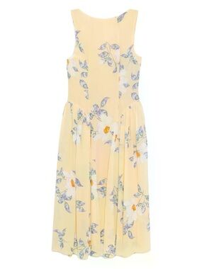 Reformation Pale Yellow Floral Sleeveless Midi Dress